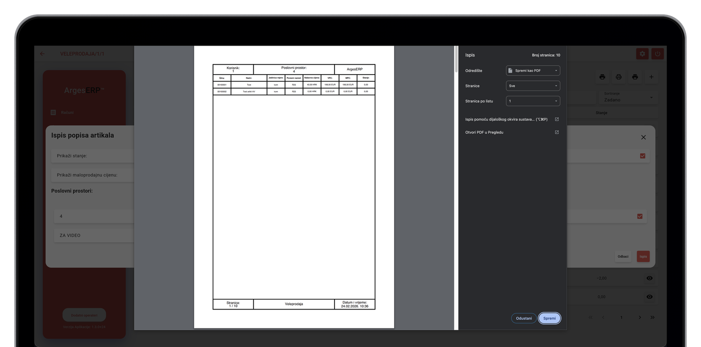 Print ispisa popisa artikala