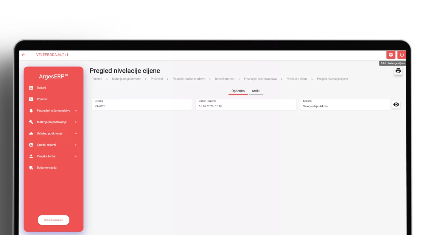 Pregled nivelacije cijene