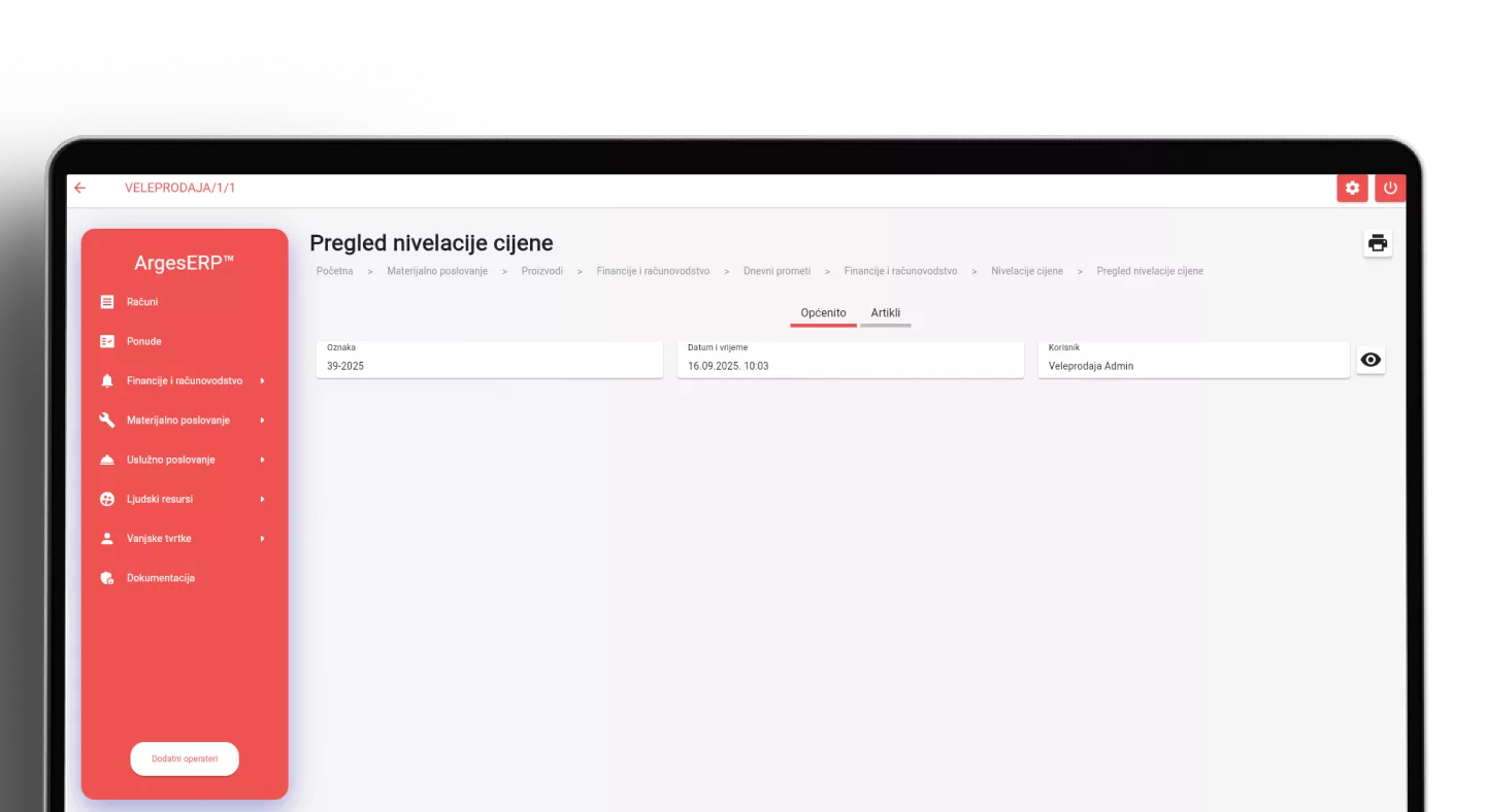 Pregled nivelacije cijene