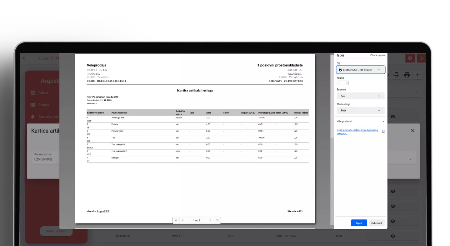 Kartica artikala i usluga